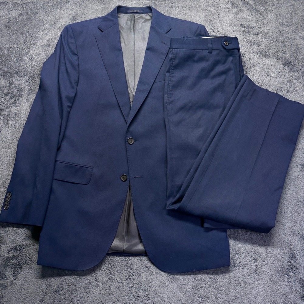 Cremieux Loro Piana On The Move Suit Mens 40L 34 Navy Wool Silk Performance